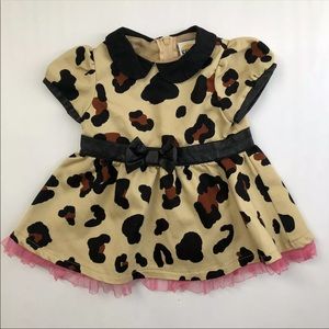 HARAJUKU MINI Baby Girl Dress 9M 9Mo Leopard Cheetah Pink Tutu Faux Leather Trim